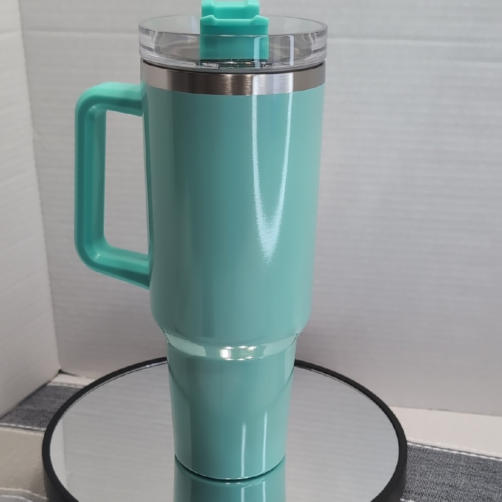Shimmer Mint Green Tumbler w/ Handle 40 oz - Picture 7 of 9